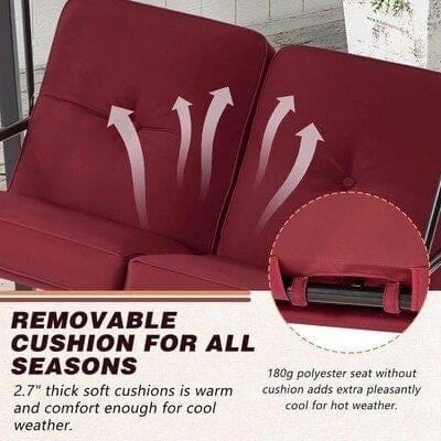 Red Outdoor Patio Porch Swing - photo 4
