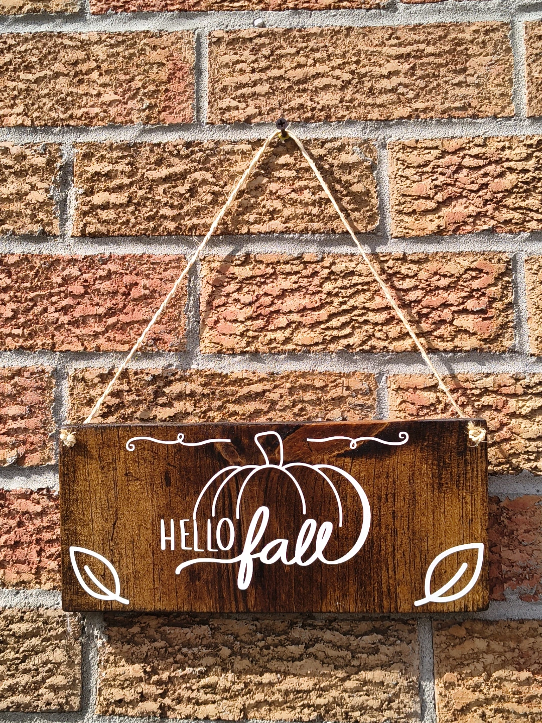 Hello Fall Wooden Hanging Sign