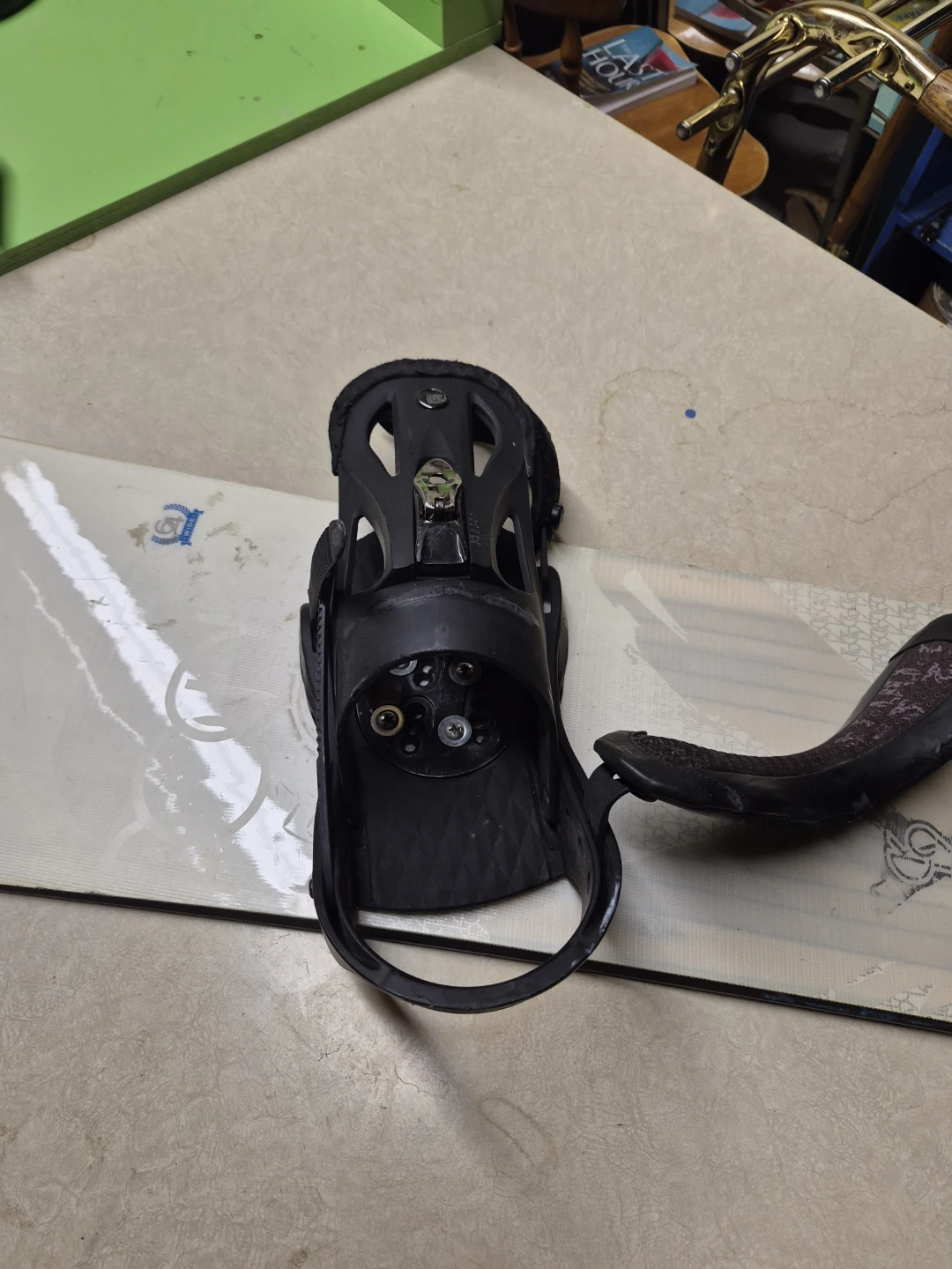 White Snowboard with Black Bindings - photo 4