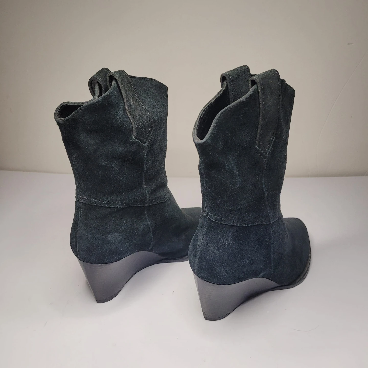 Black Suede Wedge Western Boots - photo 3