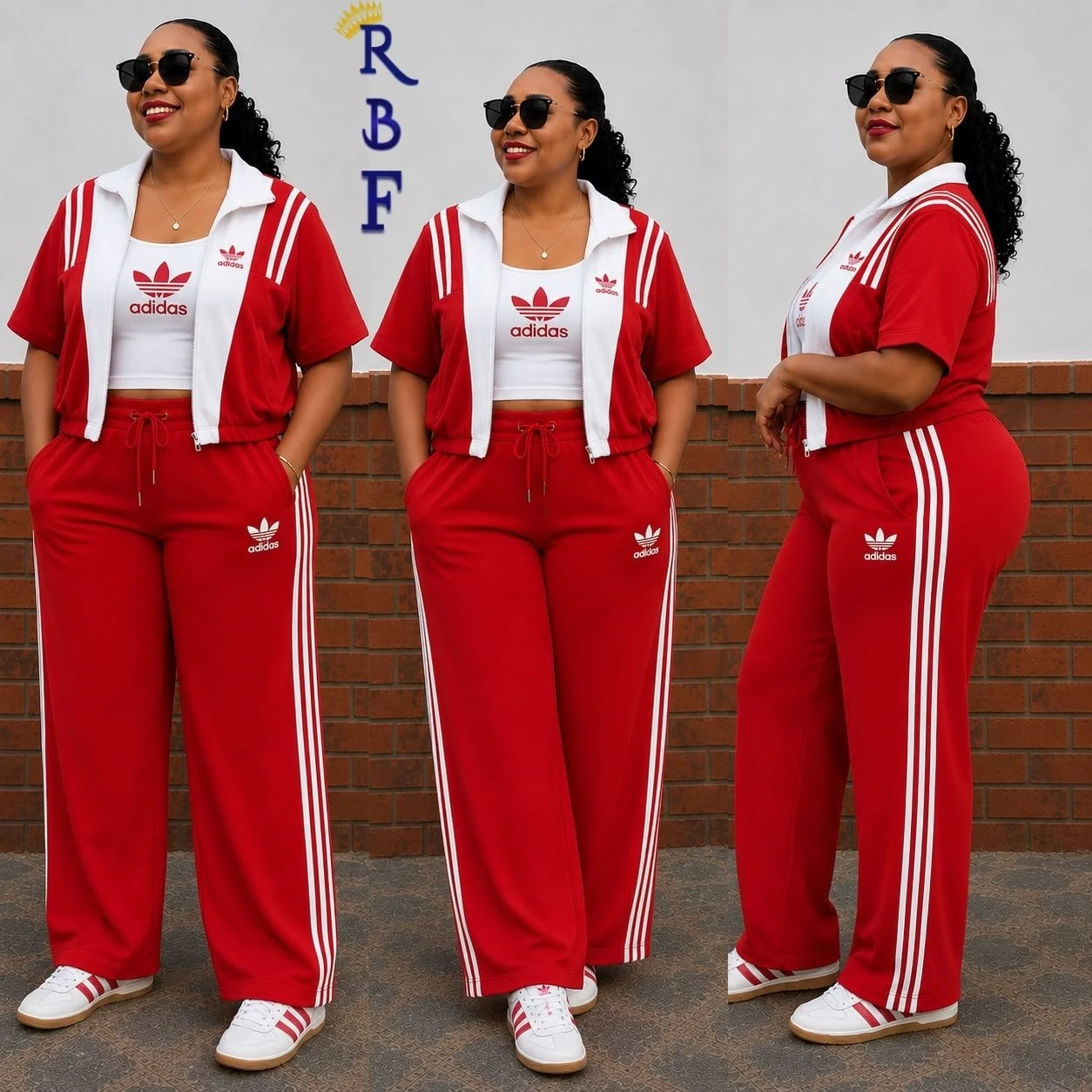 Adidas Red and White Tracksuit Set