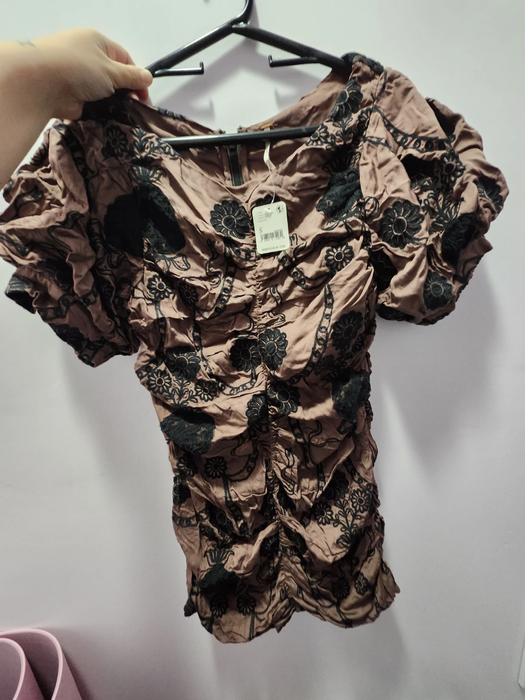 Offer your price Free People Embroidered Puff Sleeve Mini Dress