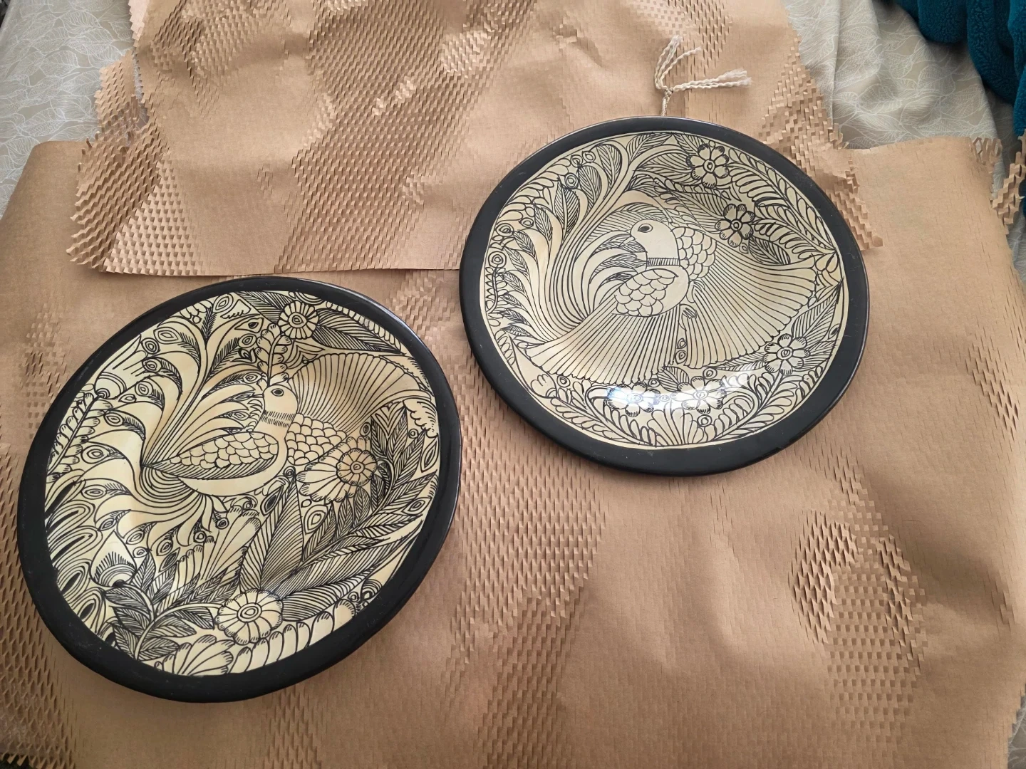 Two Decorative Hand-Painted Ceramic Wall Plates