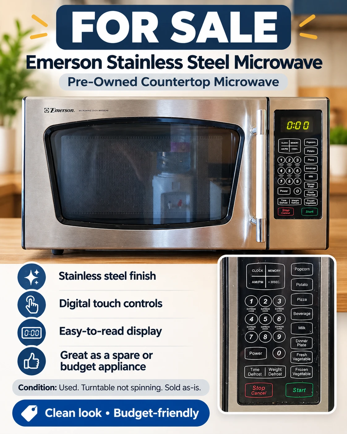 Emerson Stainless Steel Microwave – Countertop - photo 5