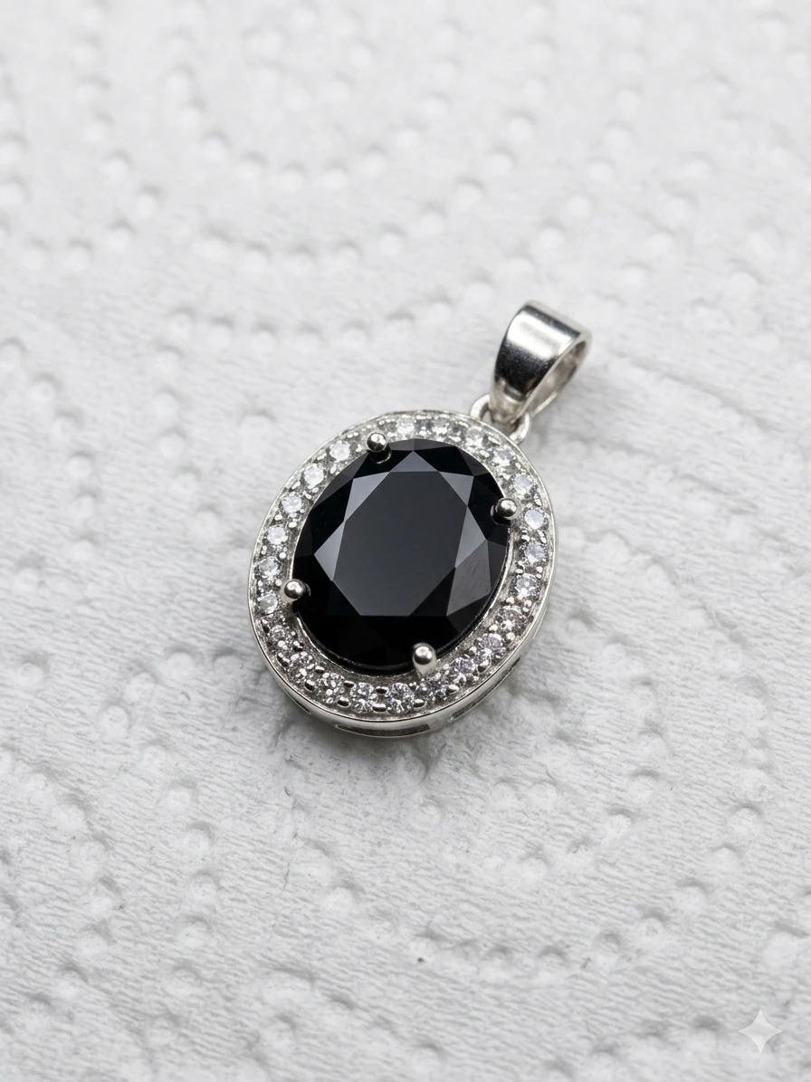 Luxury 18K White Gold Natural Garnet Halo Pendant - photo 3