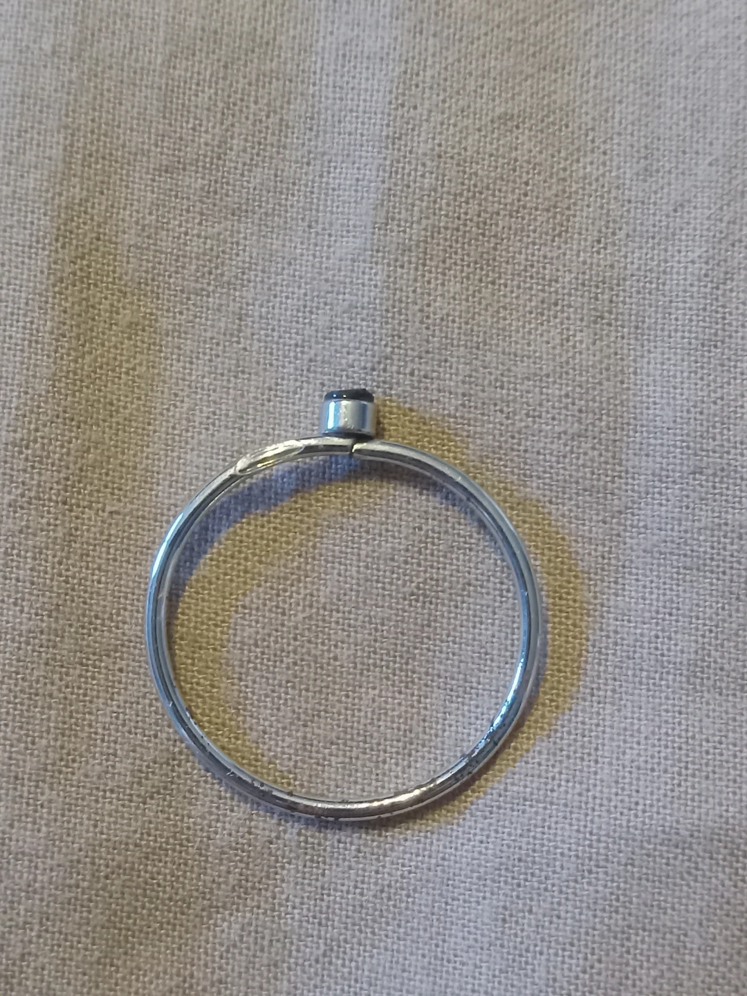 Minimalist Silver-Tone Ring with Black Stone