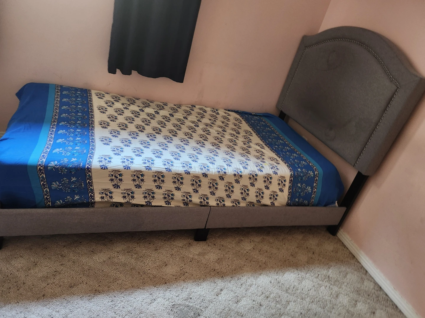 Grey Upholstered Twin Bed Frame - photo 2