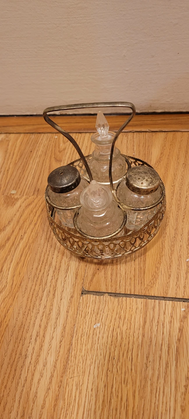 Vintage Crystal Cruet and Shaker Set