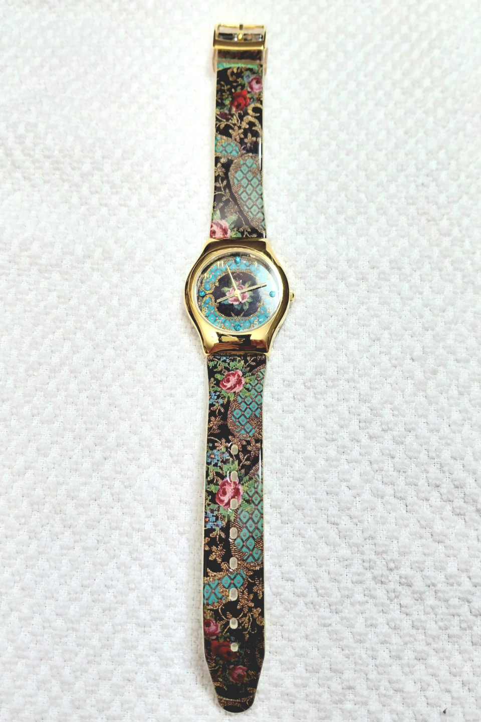 Michal Negrin Watch with Floral & Peacock Design