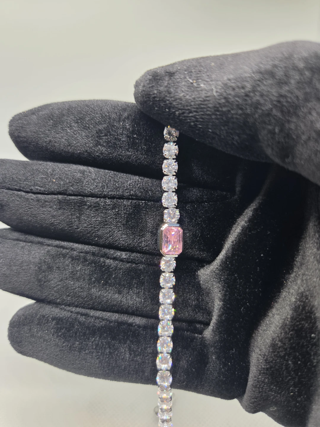 Tennis Bracelet with Pink Center Stone - photo 2