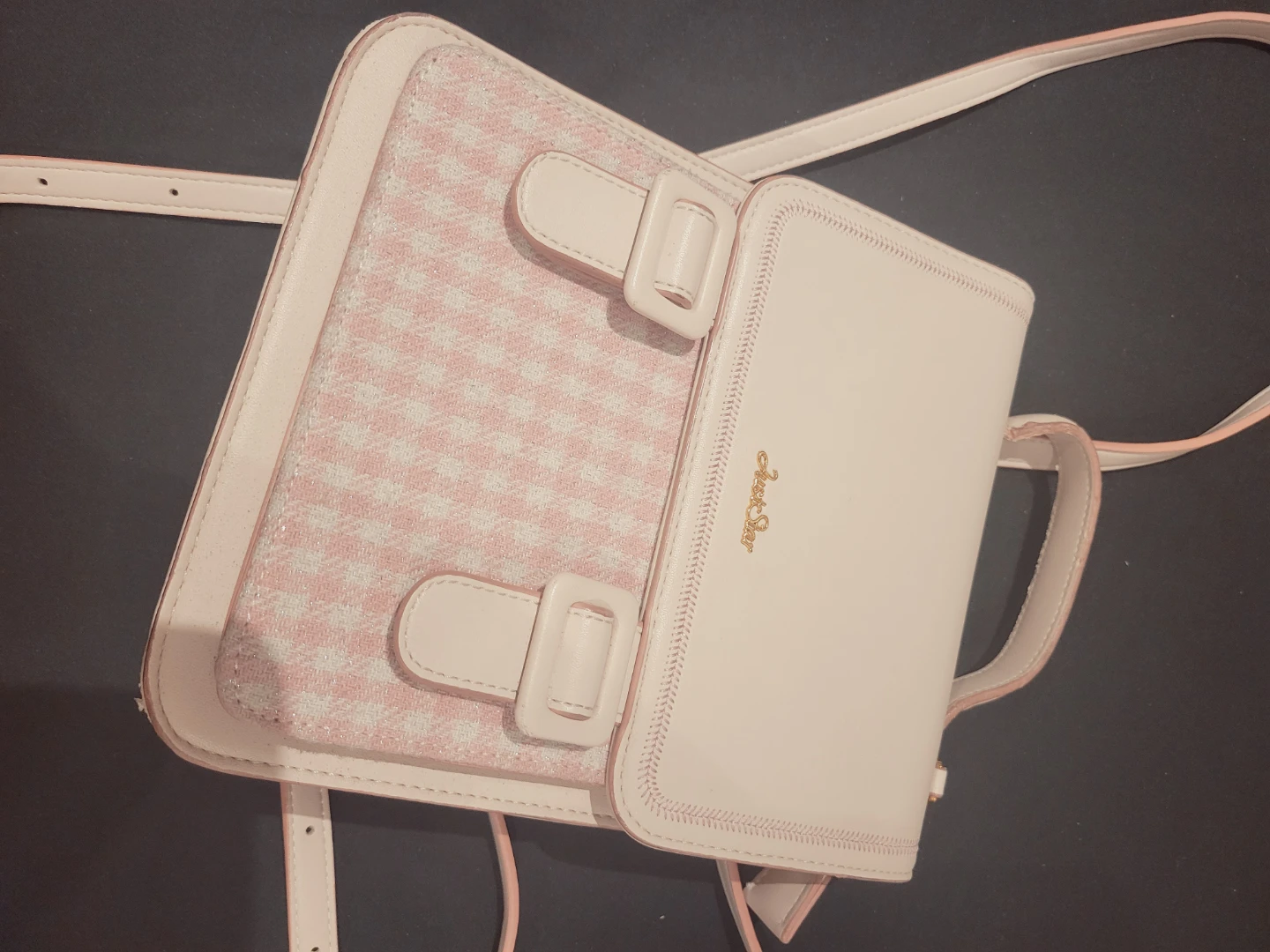 Just Star Pink Gingham Backpack - photo 5
