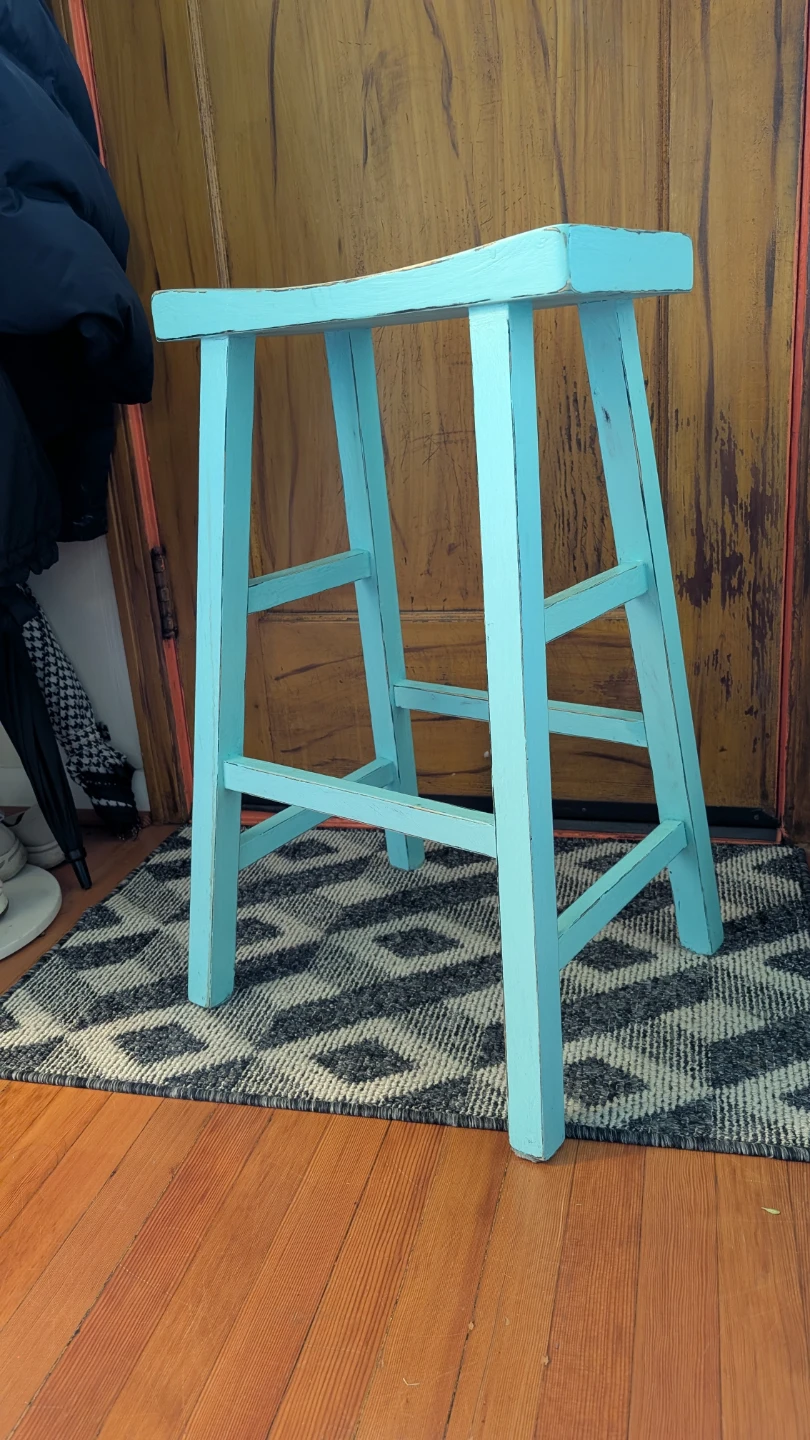 Wooden Bar Stool- shabby chic tiffany blue - photo 2