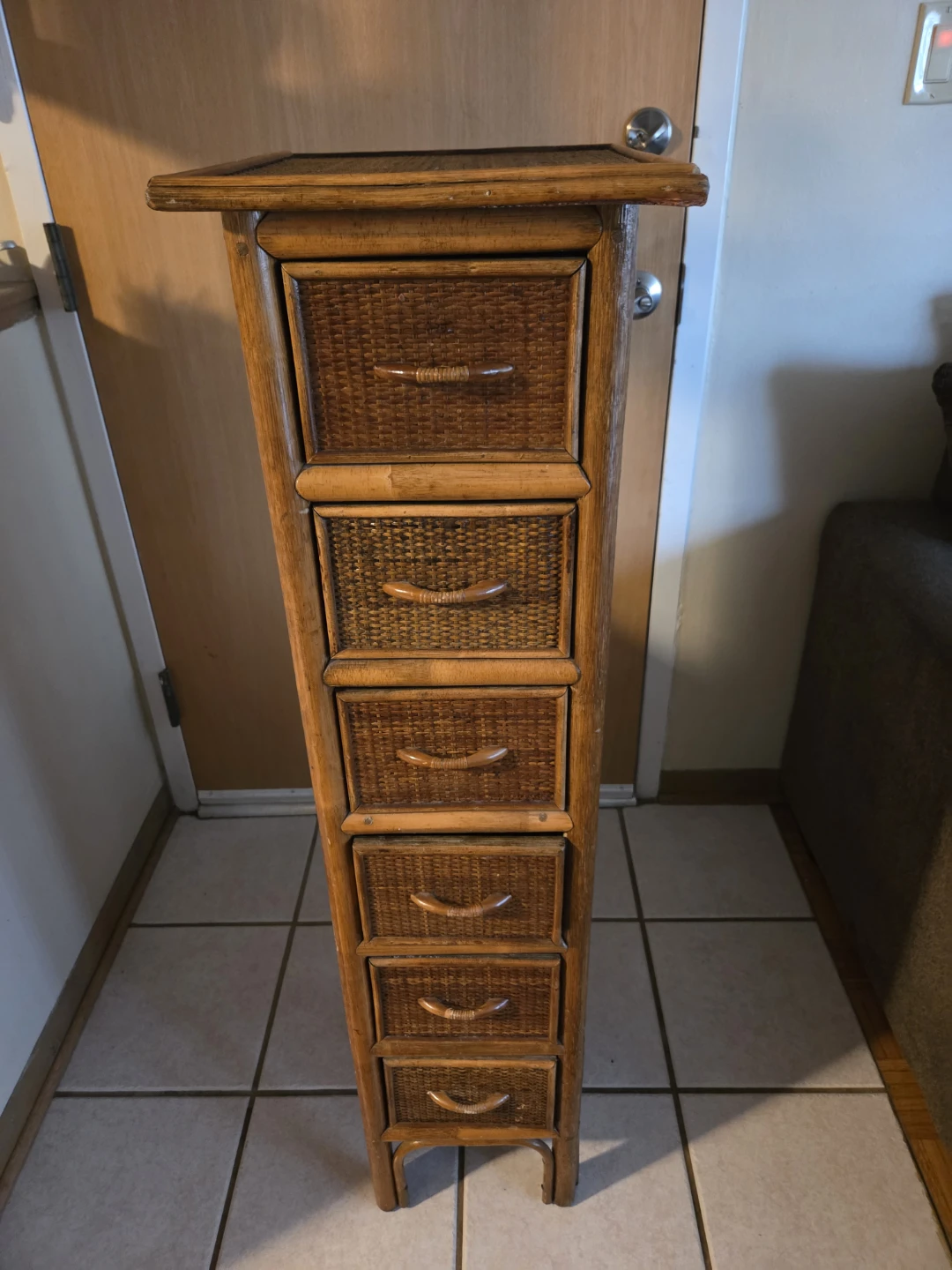 Wicker Rattan 6-Drawer Tall Storage Chest