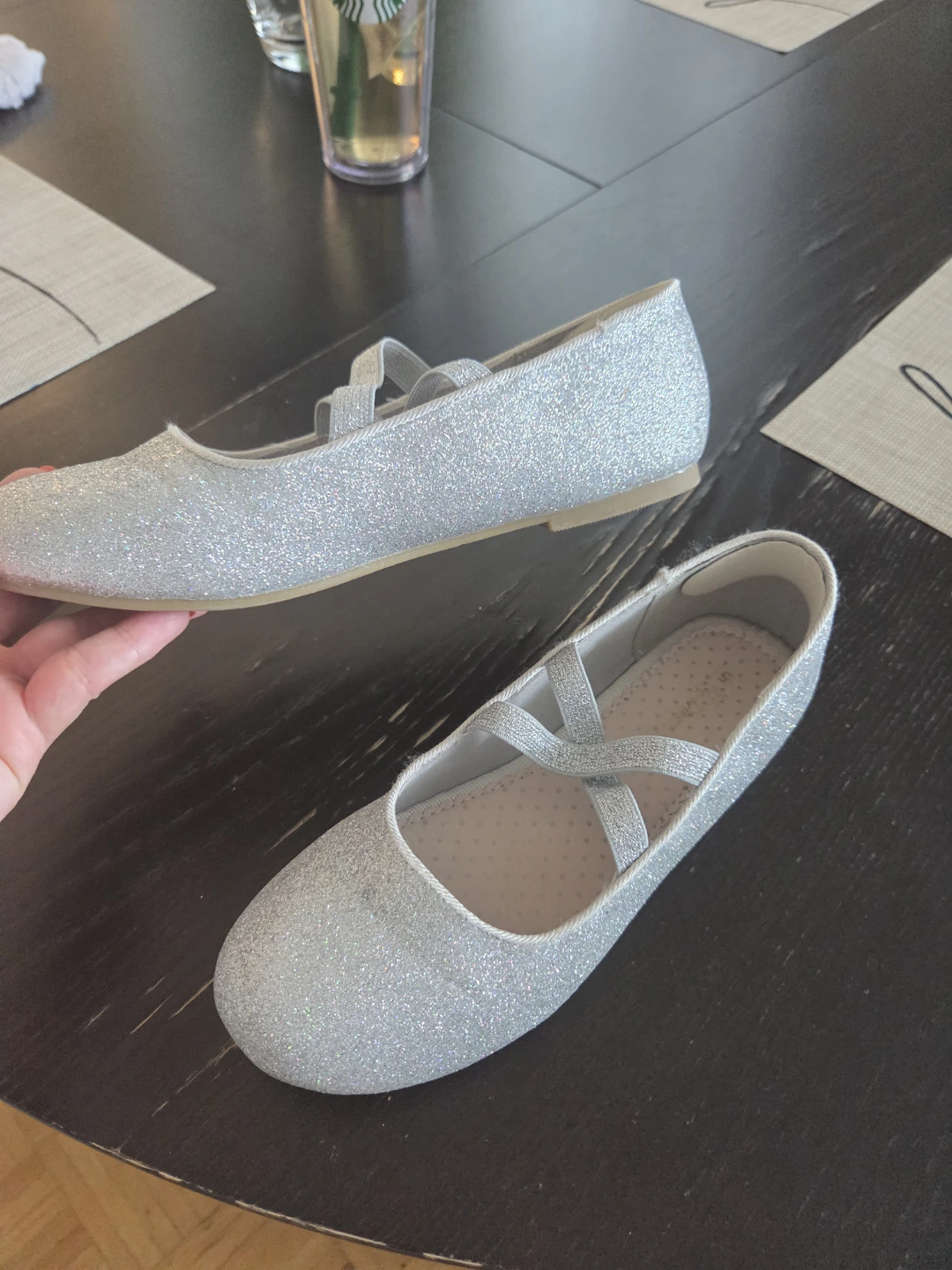 Girls Silver Glitter Ballet Flats Size 5 - photo 2