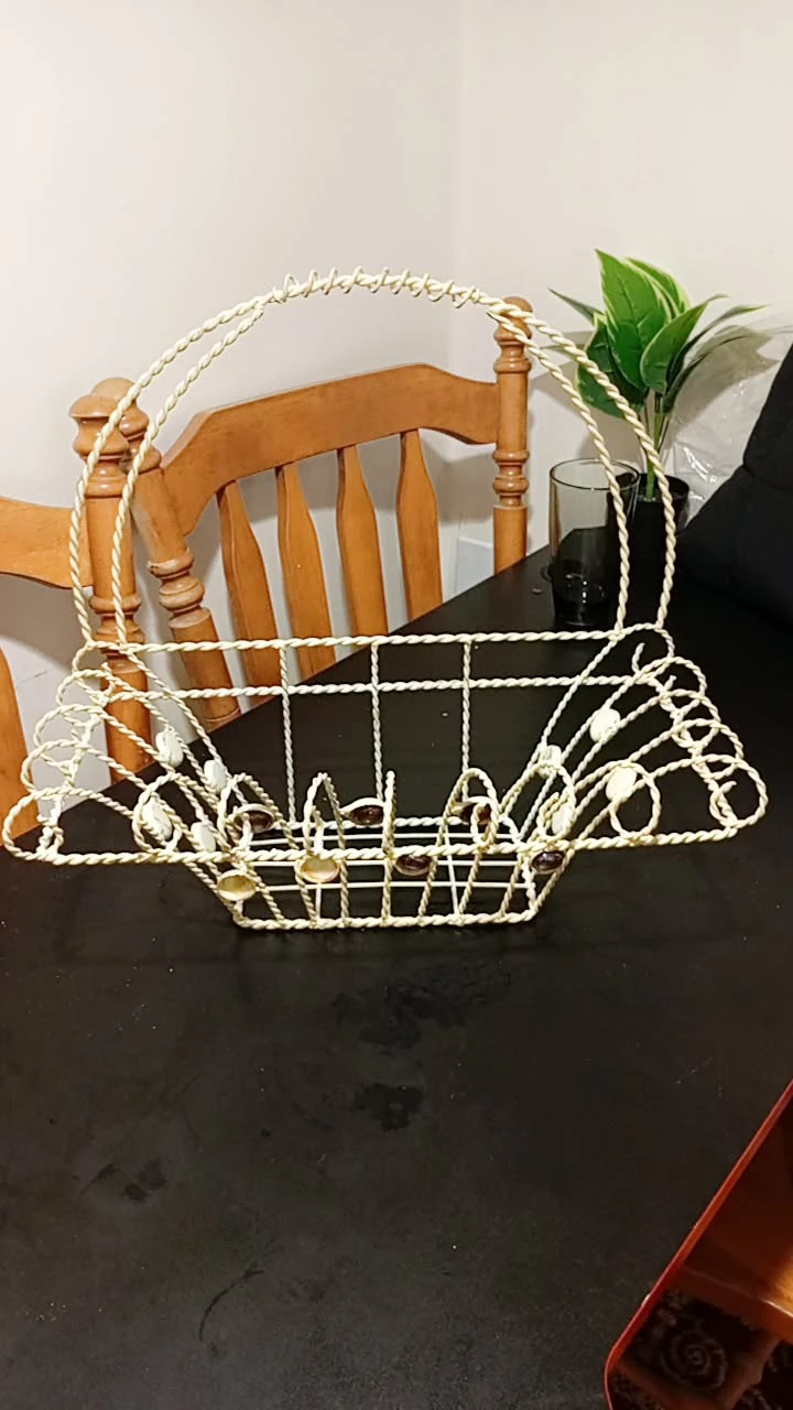 Cream Decorative Wire Basket hanging for wall