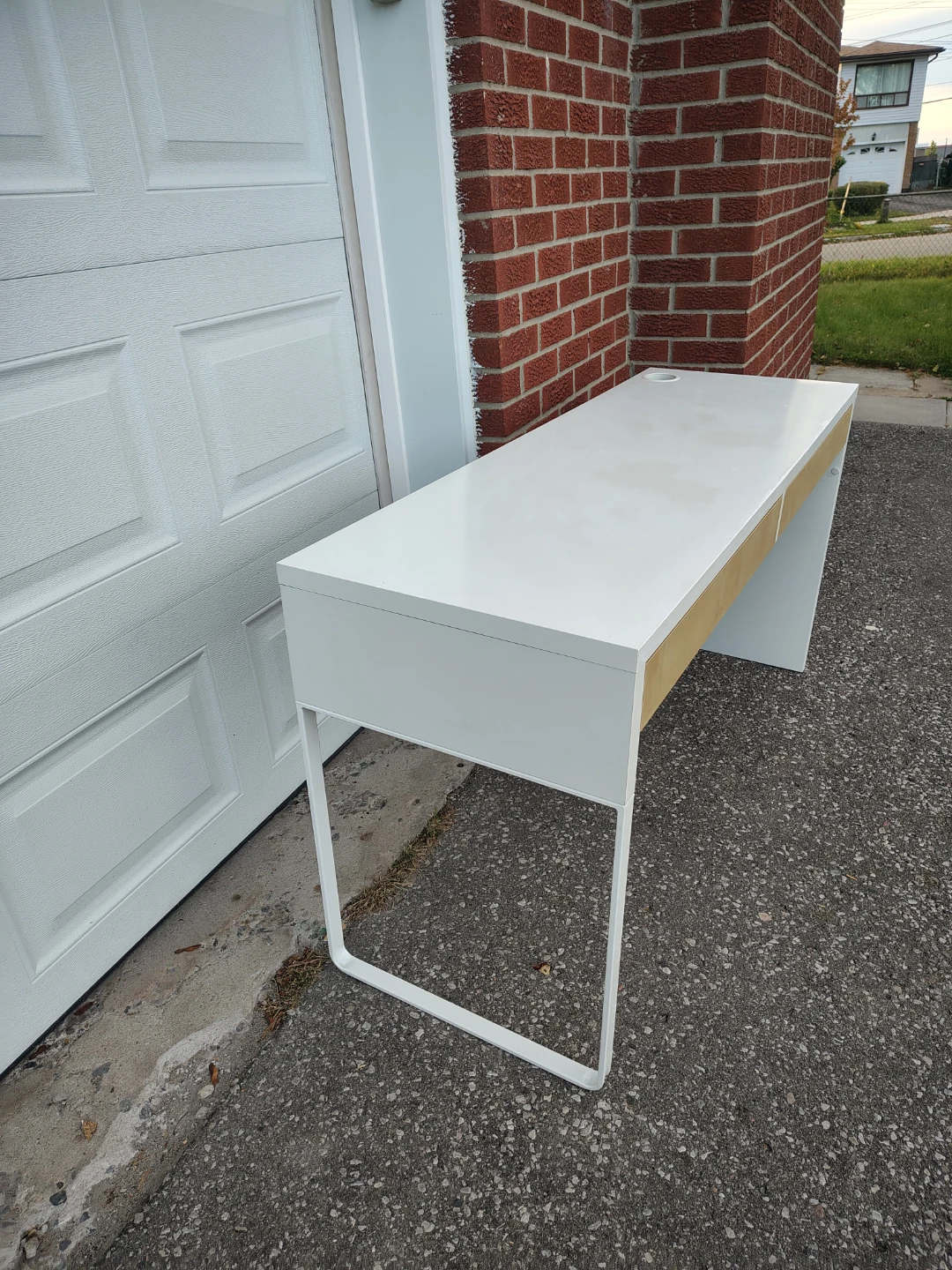 Modern White Desk with Wood Accents - photo 3