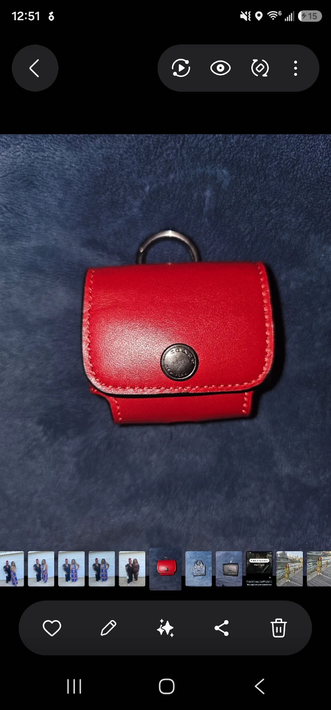 Coach Red Leather Earbud Case
