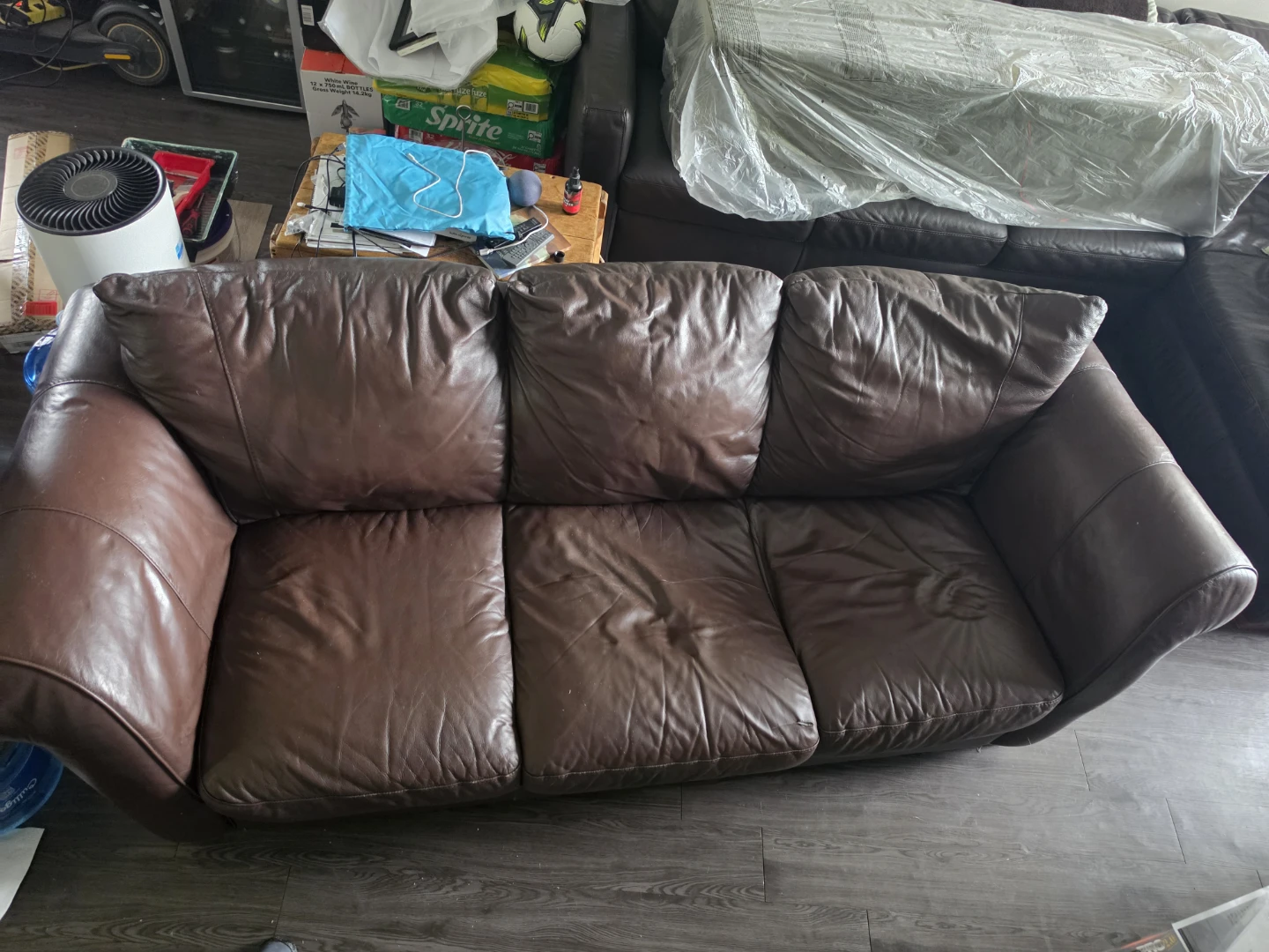 Dark Brown Leather Sofa - photo 2