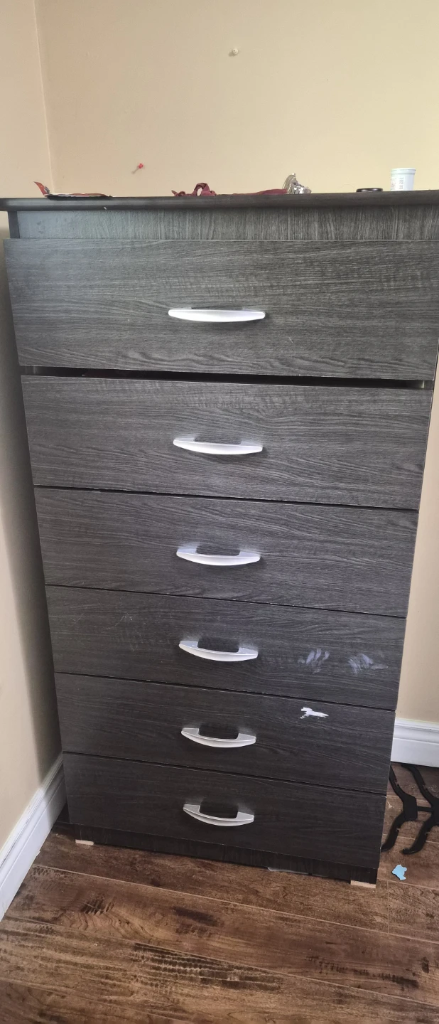 Dark Grey Six-Drawer Tall Dresser