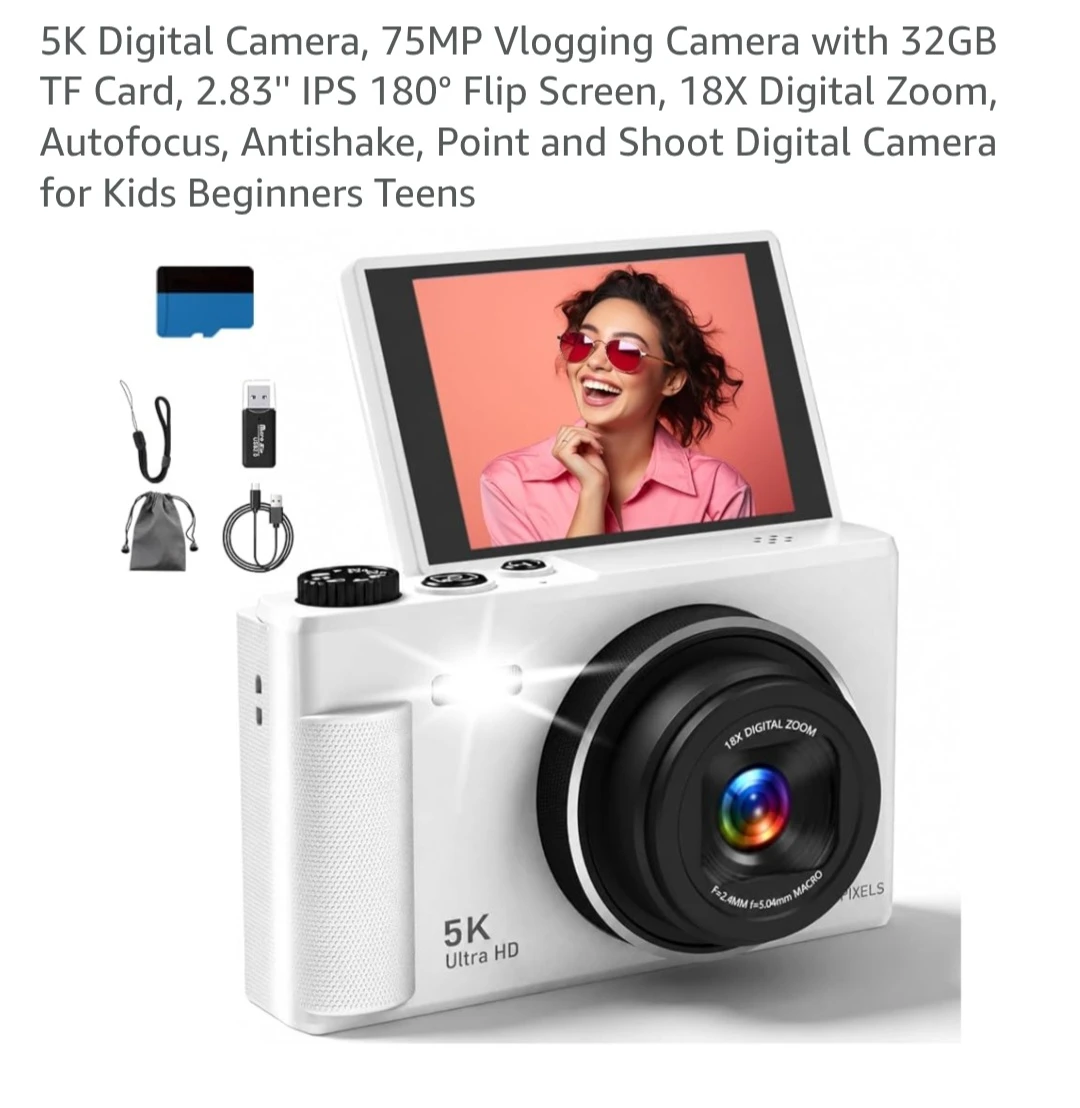 5K Digital Camera with 32GB TF Card