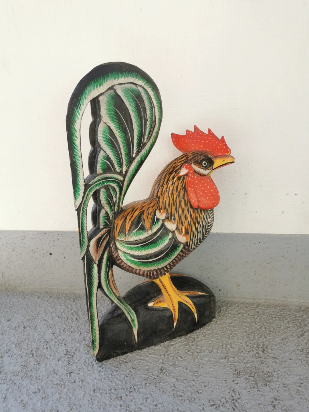 Vintage Hand Carved Wooden Rooster Figurine Hand Painted - photo 3