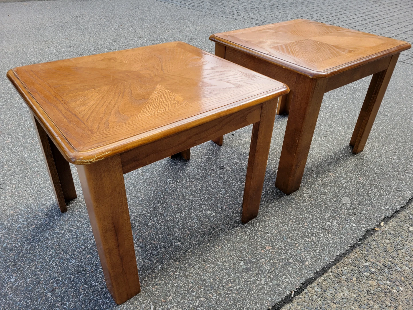 Pair of Mid-Century Solid Oak End Tables – Side Tables