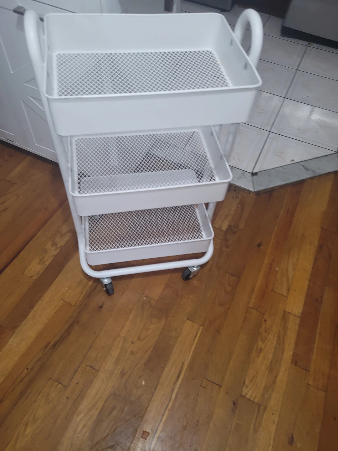 White 3-Tier Rolling Utility Cart