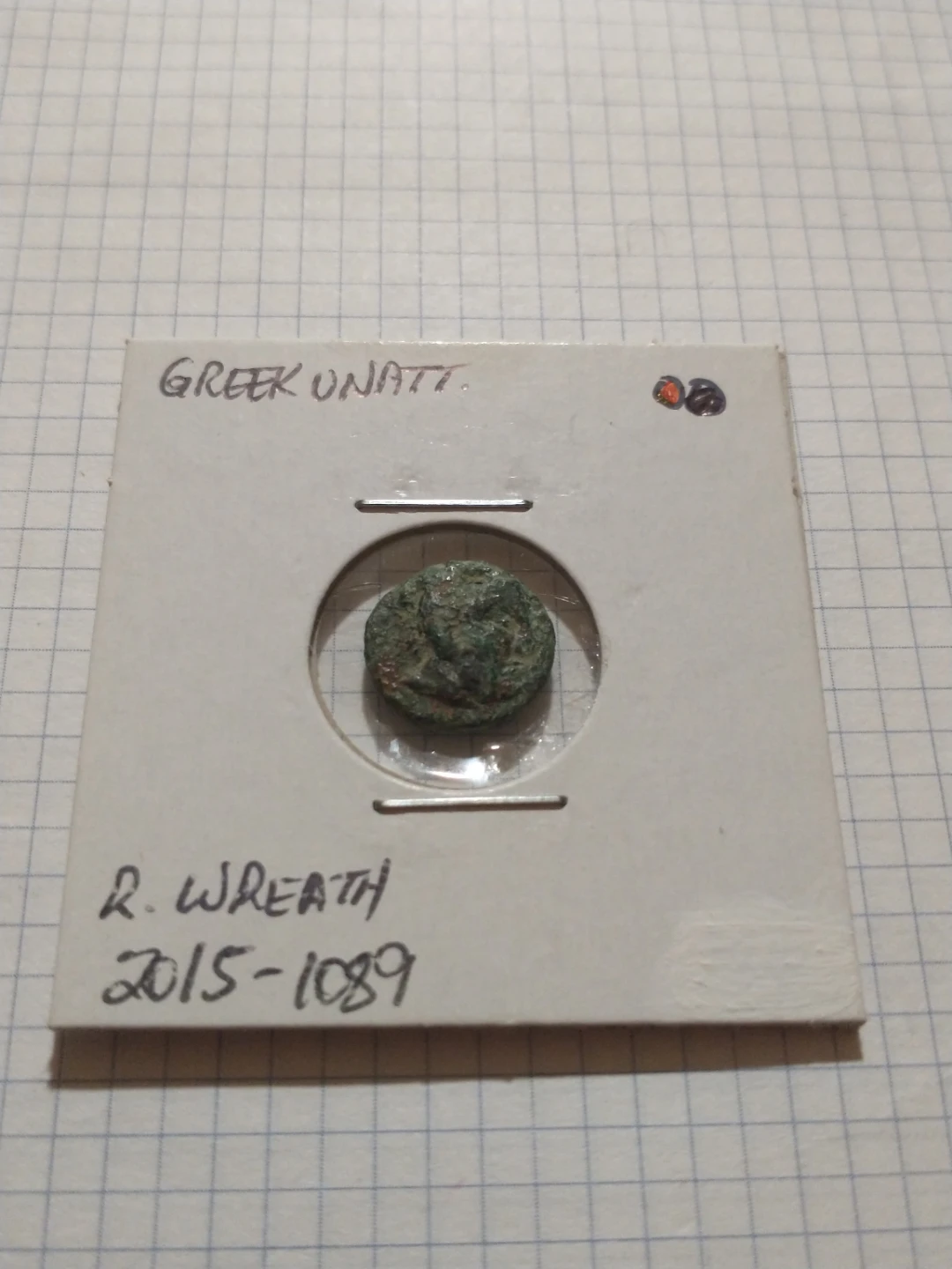 Ancient BC Greek Coin with God and Wreath, Unattributed - photo 3