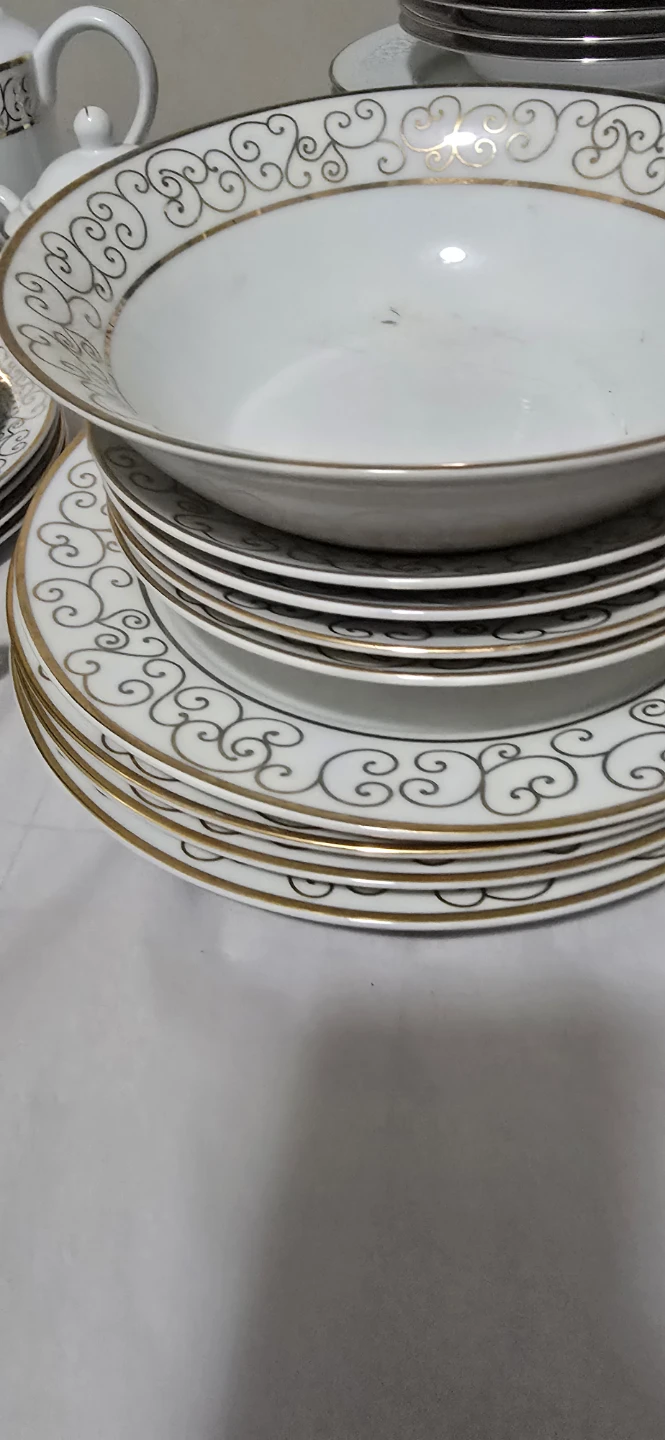 Elegant White and Gold Porcelain Dinnerware Set - photo 3