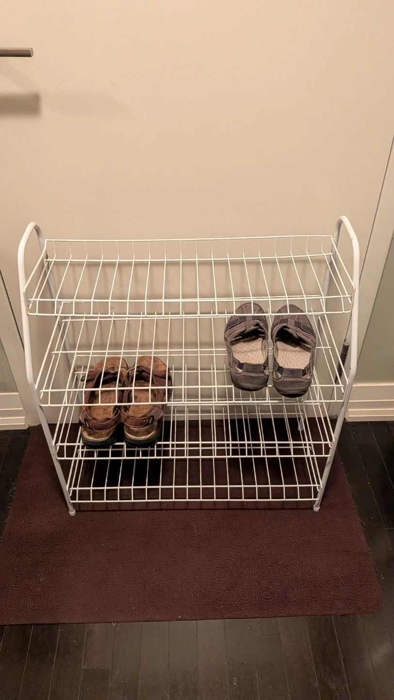 White 3-Tier Wire Shoe Rack - photo 2