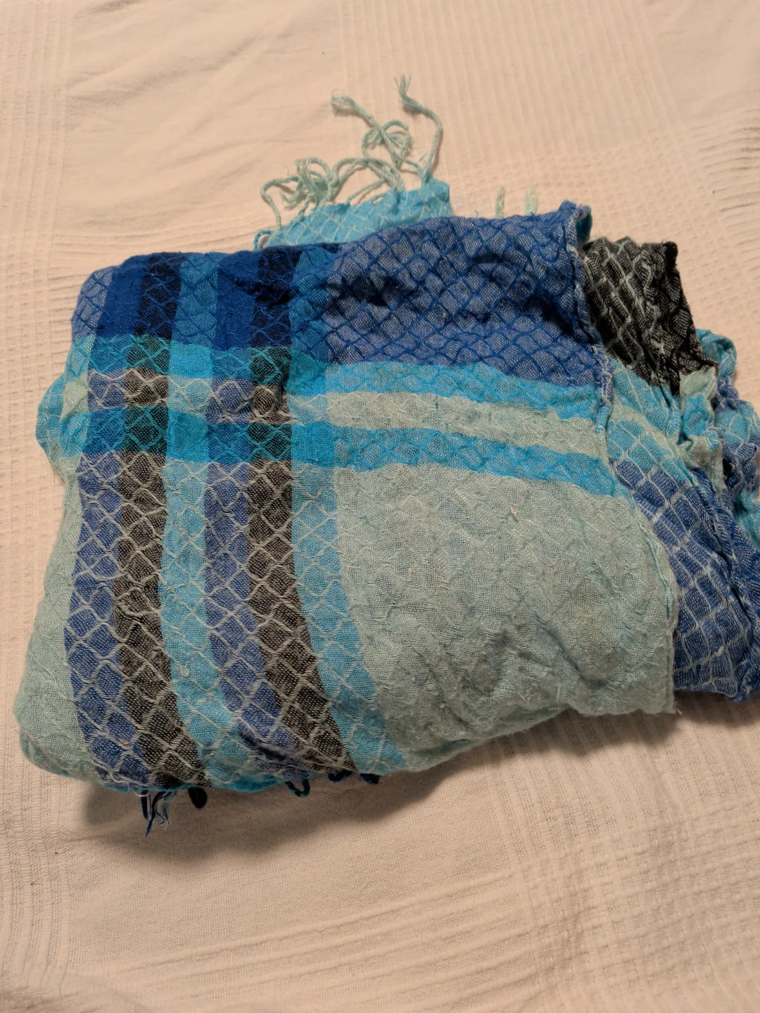 Blue Plaid Lightweight Scarf🏈