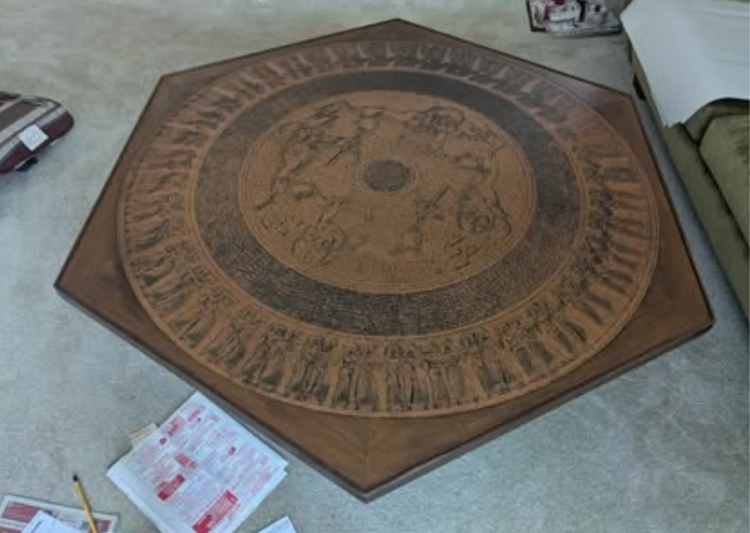 Vintage Copper Inlay Octagonal Coffee Table – - photo 2