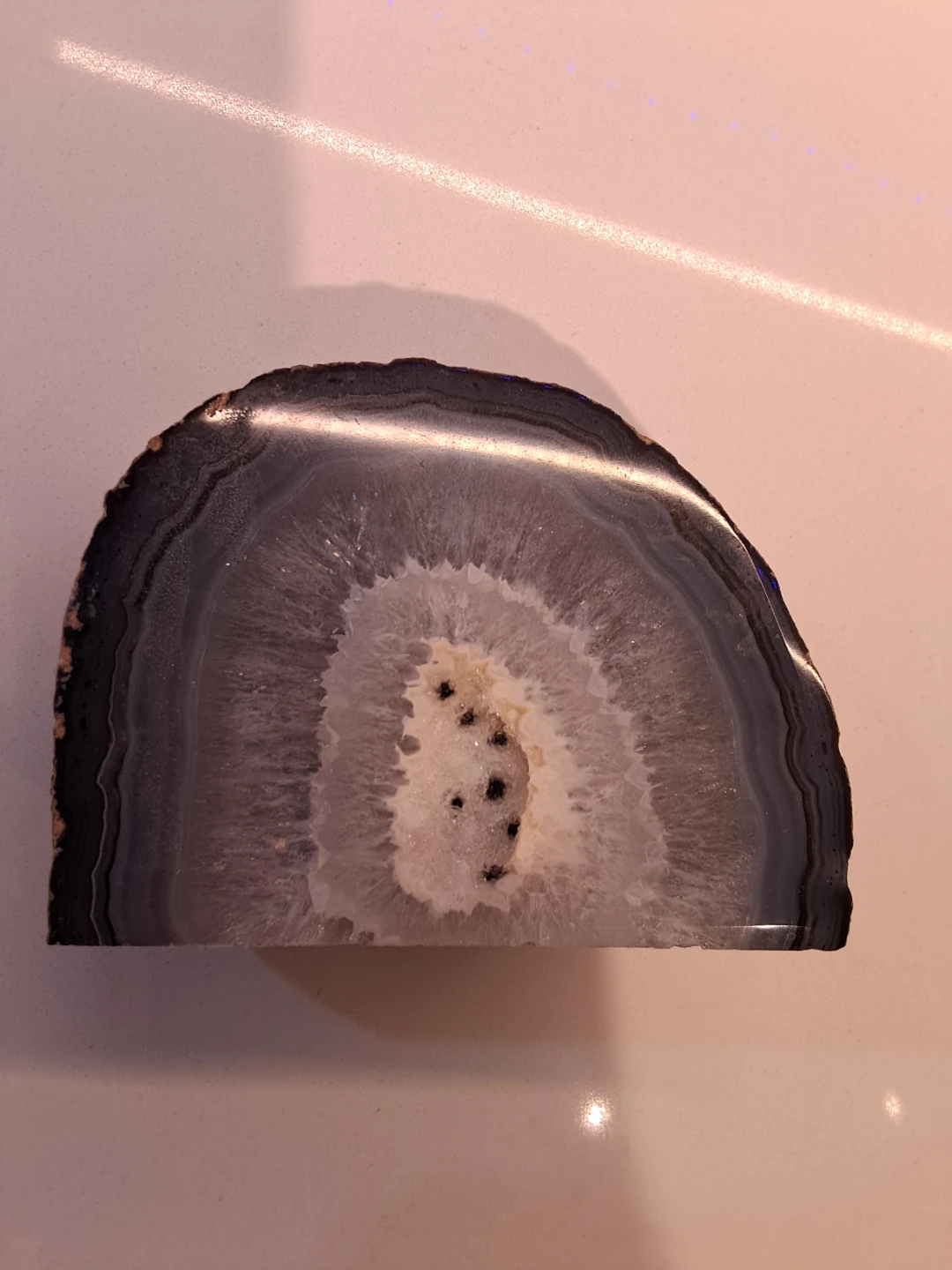 Natural Grey Agate Geode Slice