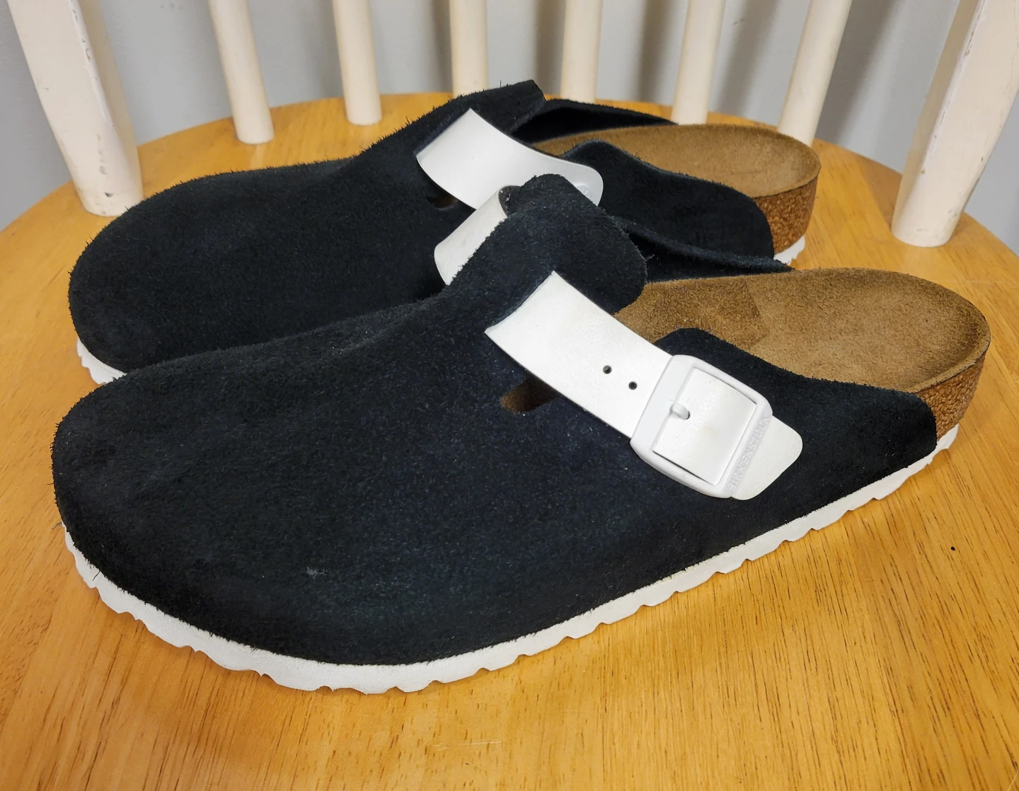 Birkenstock Boston Suede Clogs Black/White Size 42 / 9 Mens - photo 4