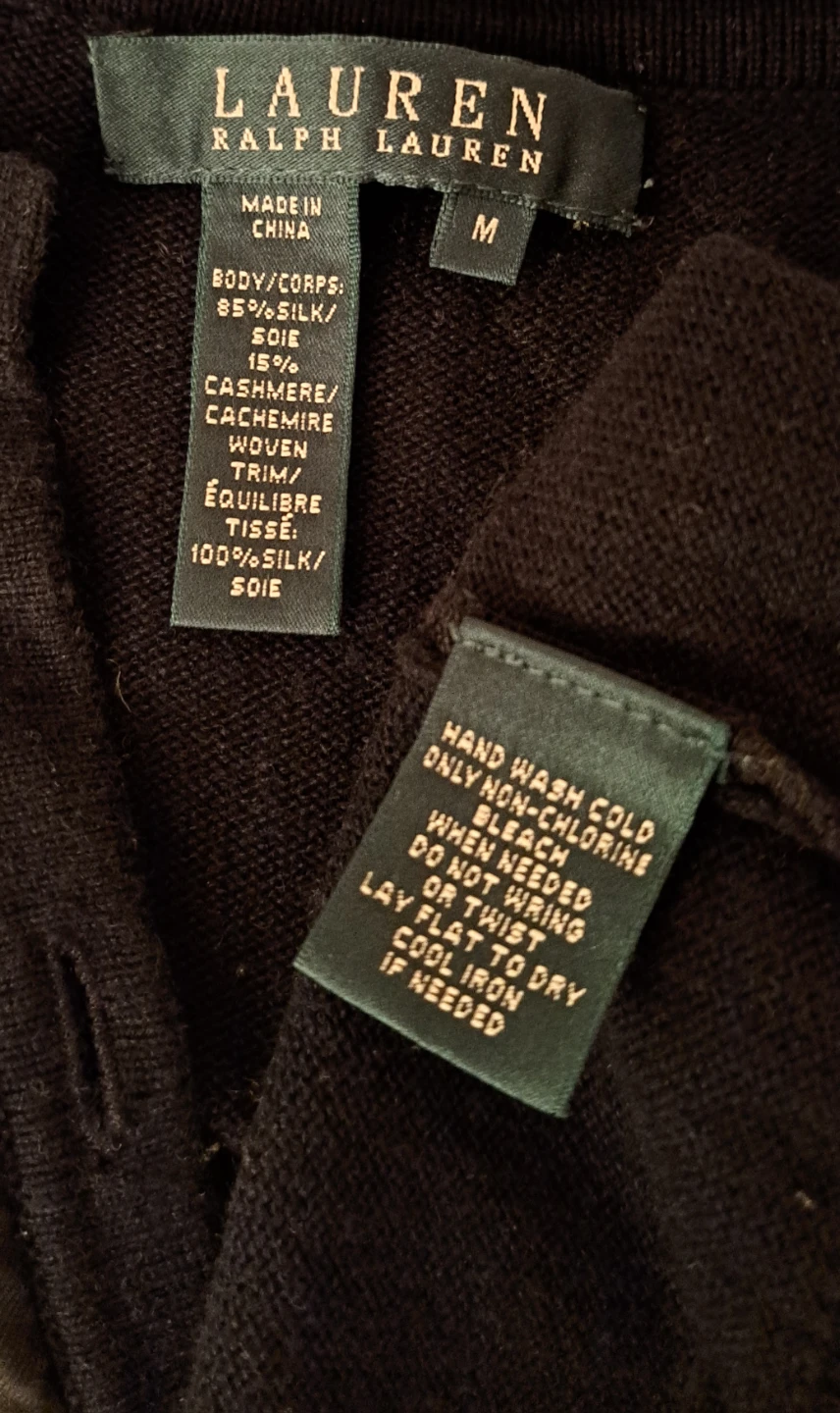 Lauren Ralph Lauren Silk Cashmere Cardigan Black M - photo 2