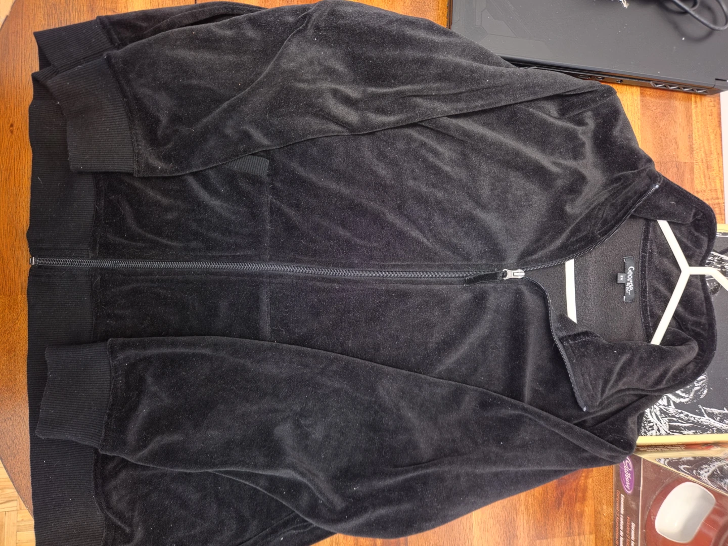 George Plus Black Zip-Up Velour Jacket