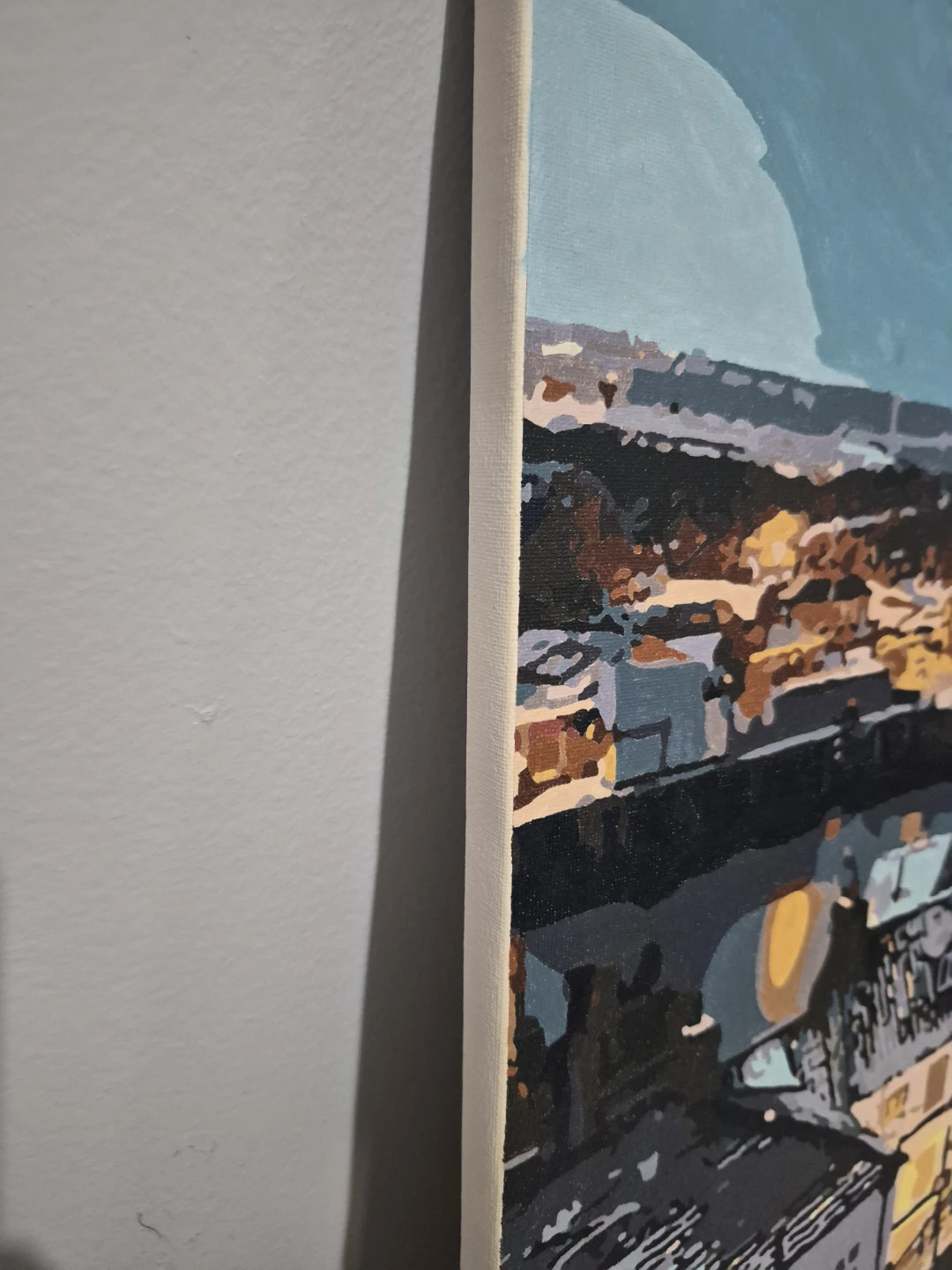Winter Village Scene Canvas Painting - photo 4