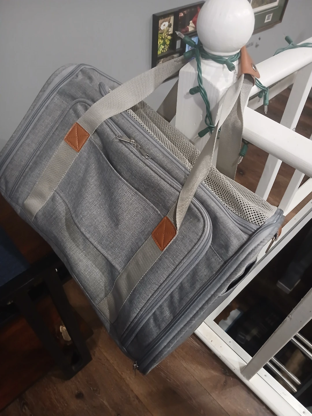 Leather Grey Pet Carrier Bag