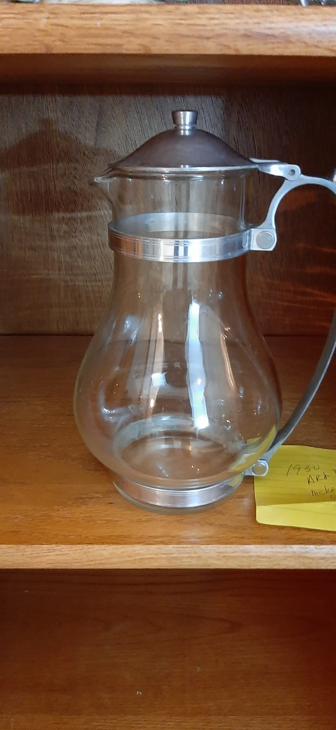 1930's  Art Deco McKee chrome and glass Carafe