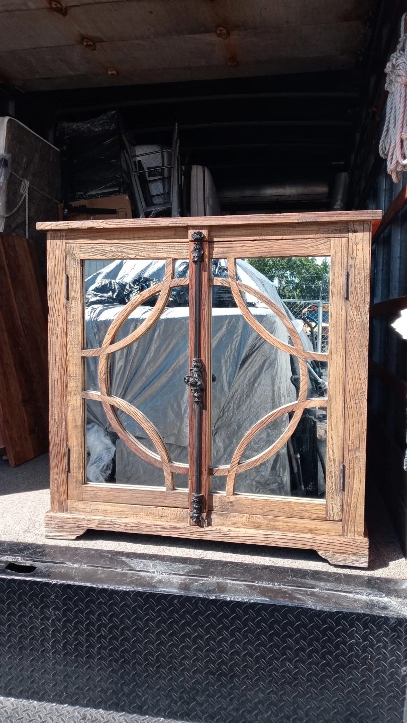 Rustic Wood Wine Bar Cabinet