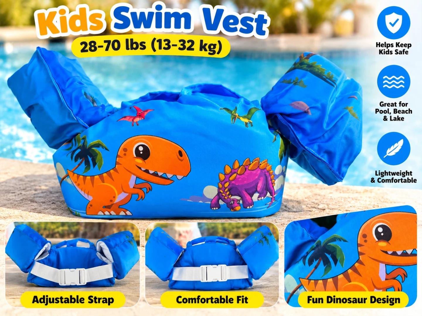 Kids Dinosaur Swim Vest