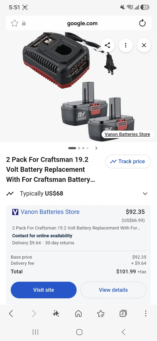 Craftsman 19.2v Die Hard Batteries With Charger And Flashlight - photo 2
