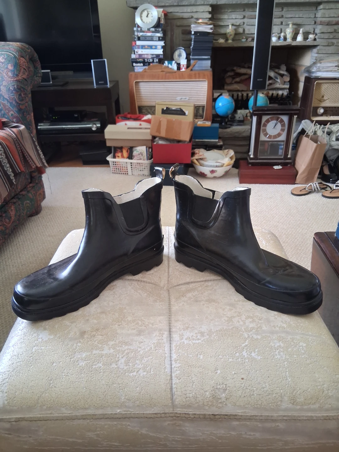 Black Rubber Chelsea Rain Boots