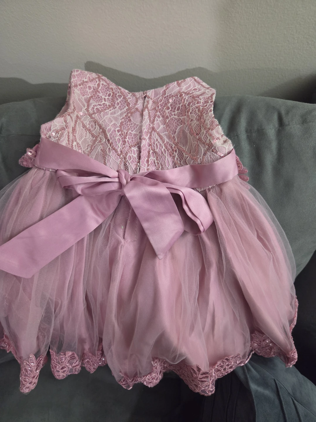 Pink Sequin Lace Dress with Bow - photo 2