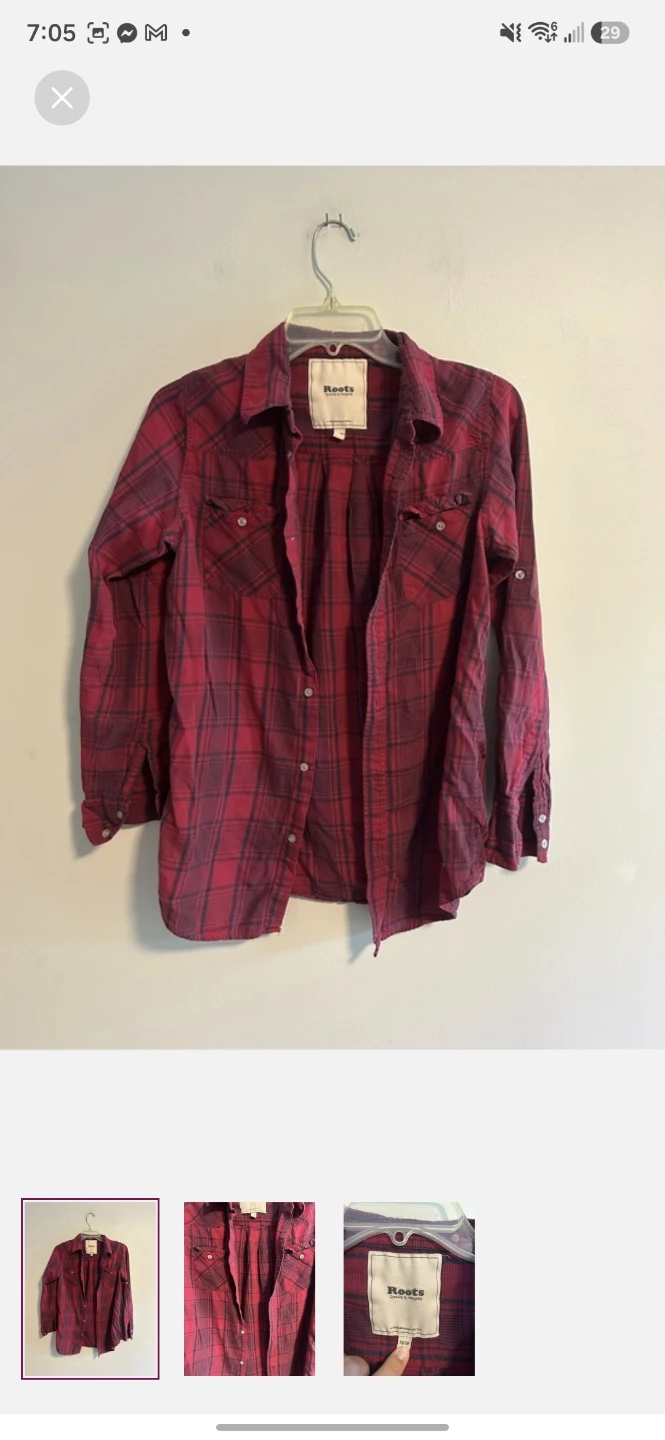 Roots Red and Black Plaid Shirt