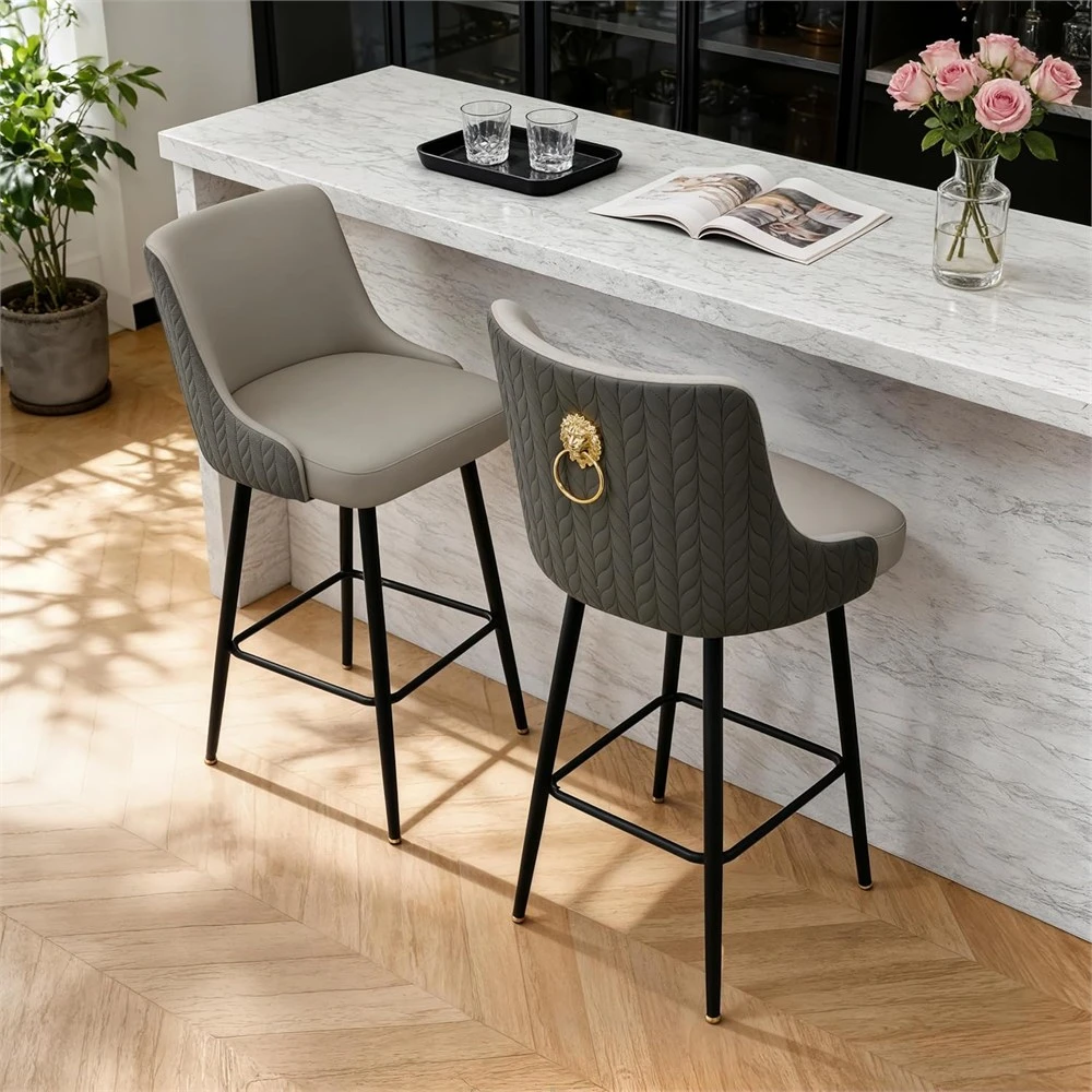 360-degree swivel bar stool with gold lion-head accent - photo 5
