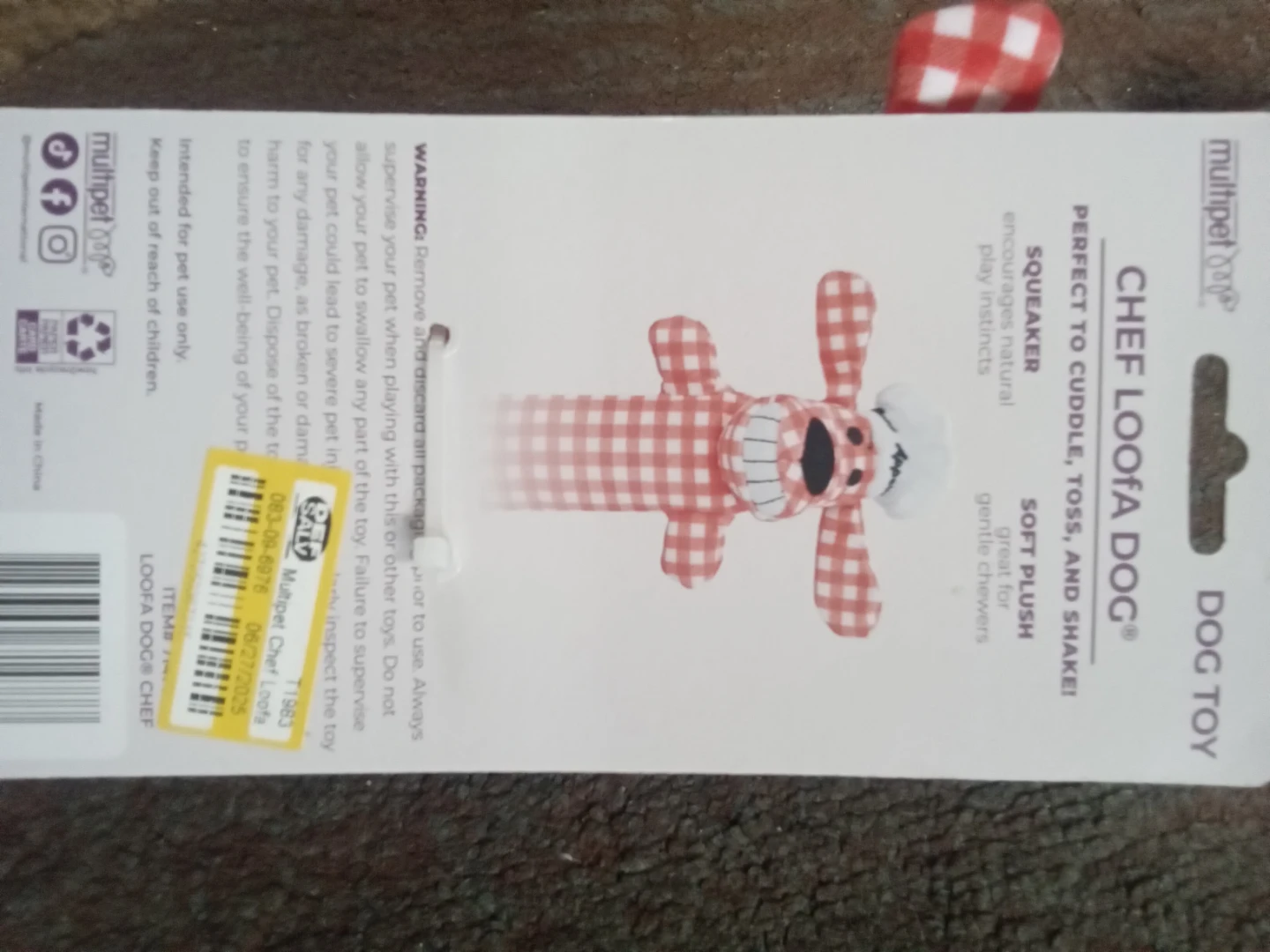 Multipet Chef Loofa Dog Plush Toy