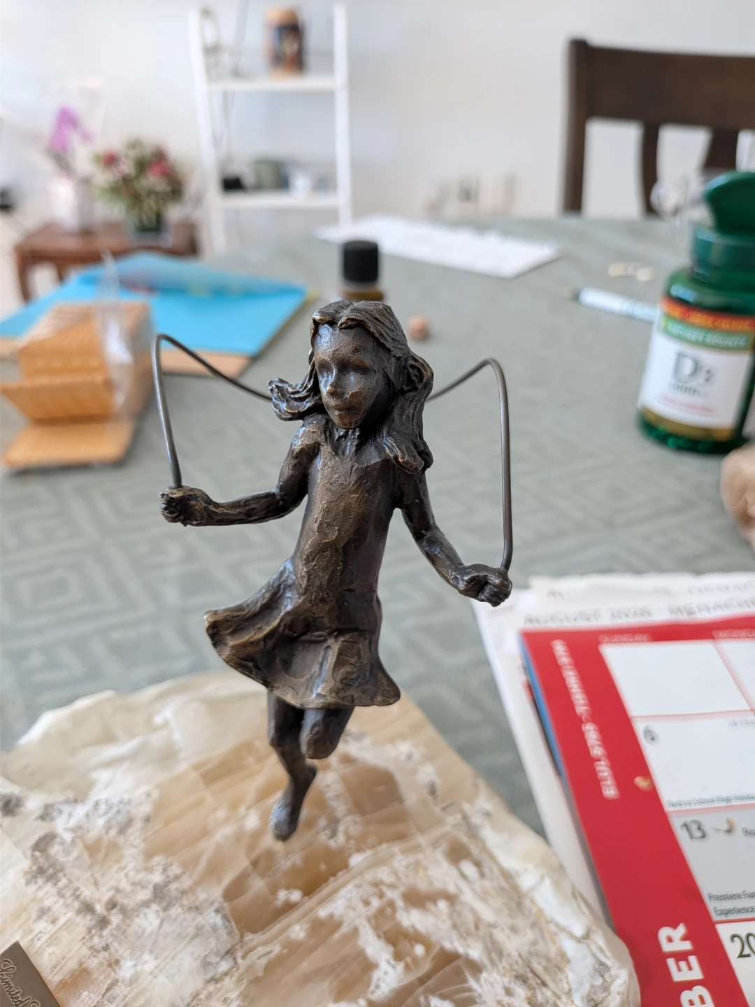 Antique Bronze Girl Skipping Sculpture - photo 2