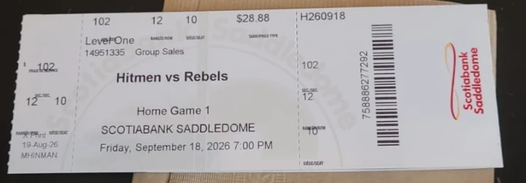 2 Hitmen vs Rebels Game Tickets - Sept 18, 2026