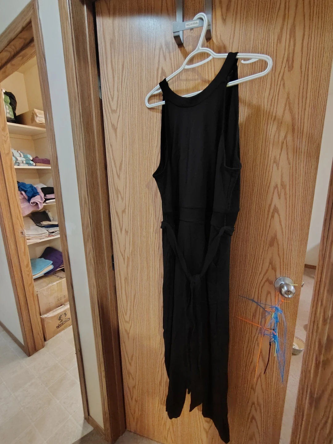 Black Sleeveless Jumpsuit with Belt - photo 2